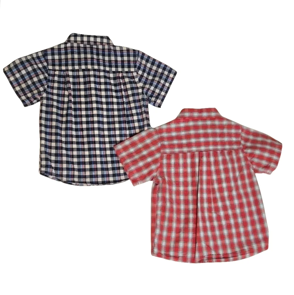 NEW Toddler Kids Classic Plaid Button Down Shirts - Blue and Red Bundle